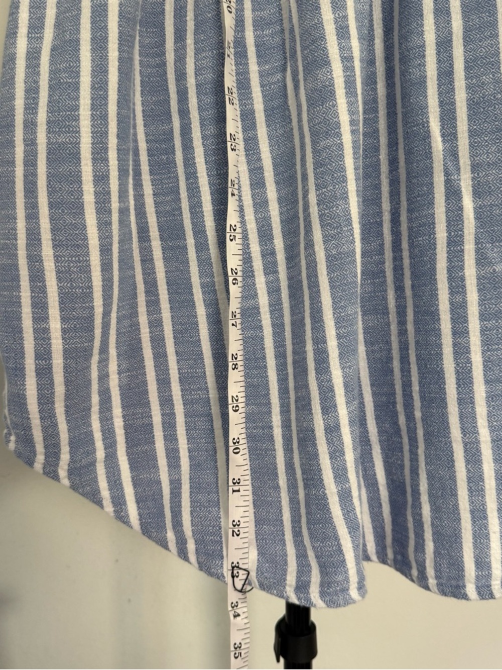 Blue White Button-up Swim Cover-up Dress 100% Cotton Collared Pockets Large Prep - Picture 12 of 13